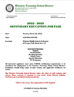 Secondary Education Job Fair